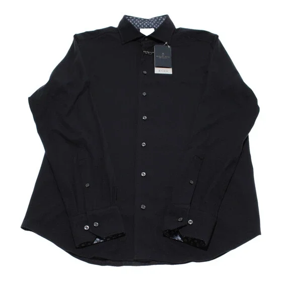 Emanuel Berg NWT Byron Casual Button Down Shirt Size 40 15.75 M in Blue Cotton